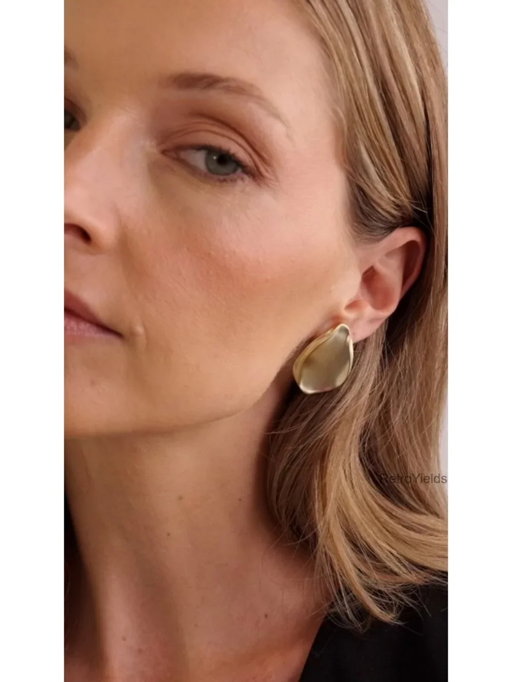 14K Gold Plated Vintage Chunky Earrings Hypoallergenic 925 Sterling Silver Posts